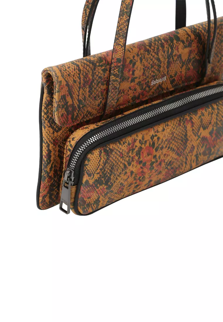 Envelope Shoulder Clutch - Snake Embossed Caramel