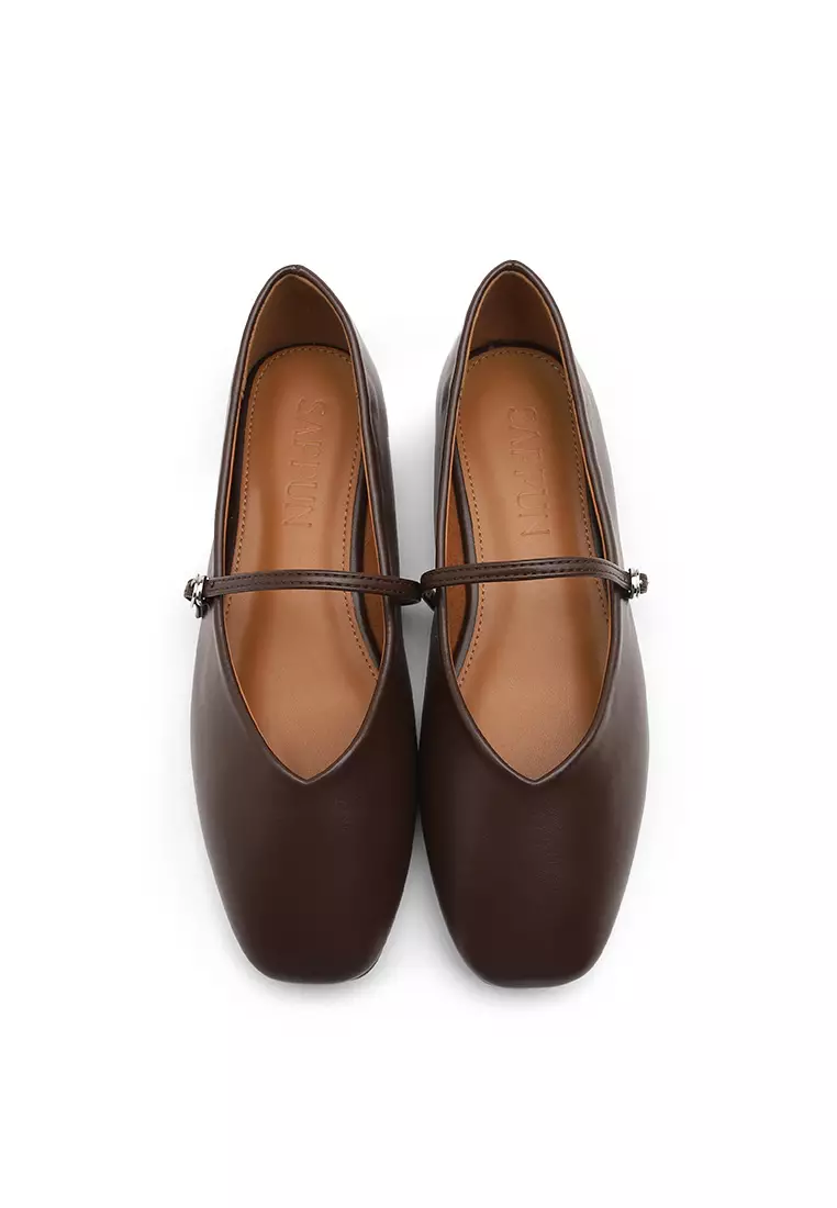 Honeydew Maryjane Flats (1cm) - Brown