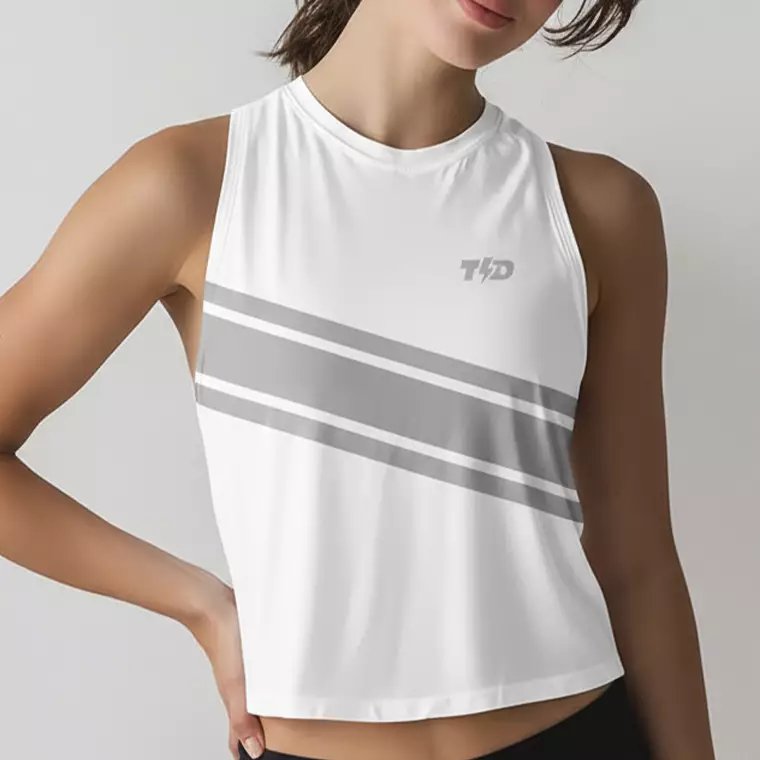 TdActive Crop Tank Top Lari Running Putih Abu Muda  SuperAirDryLite LSF25