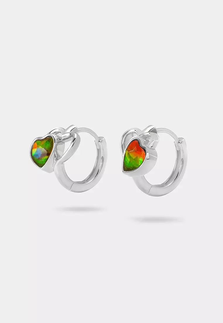 斑彩石圈式耳环042（银）