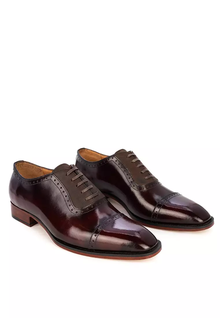 Brixton Maroon Brush-off Captoe Oxford
