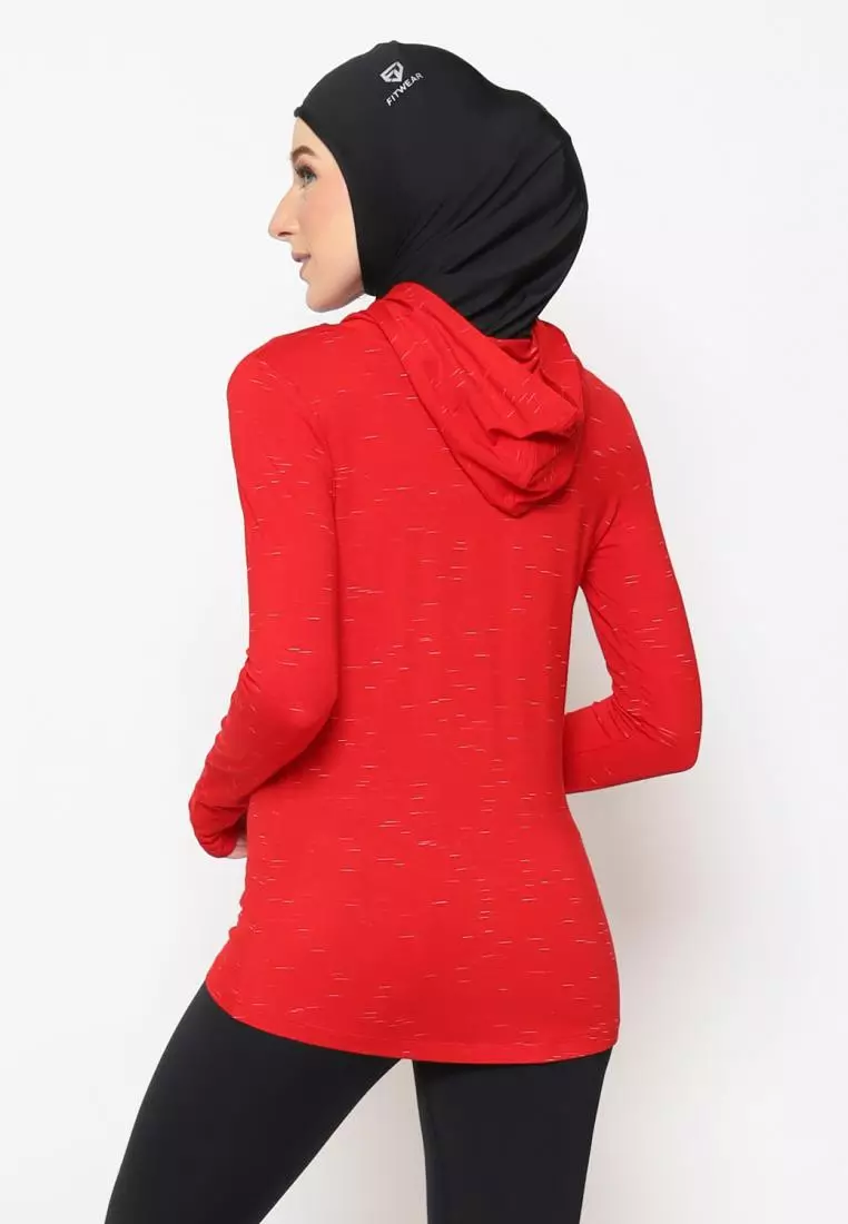 Fitwear - Kaos Olahraga Wanita ATALIA BASIC HOODIE LS - RED