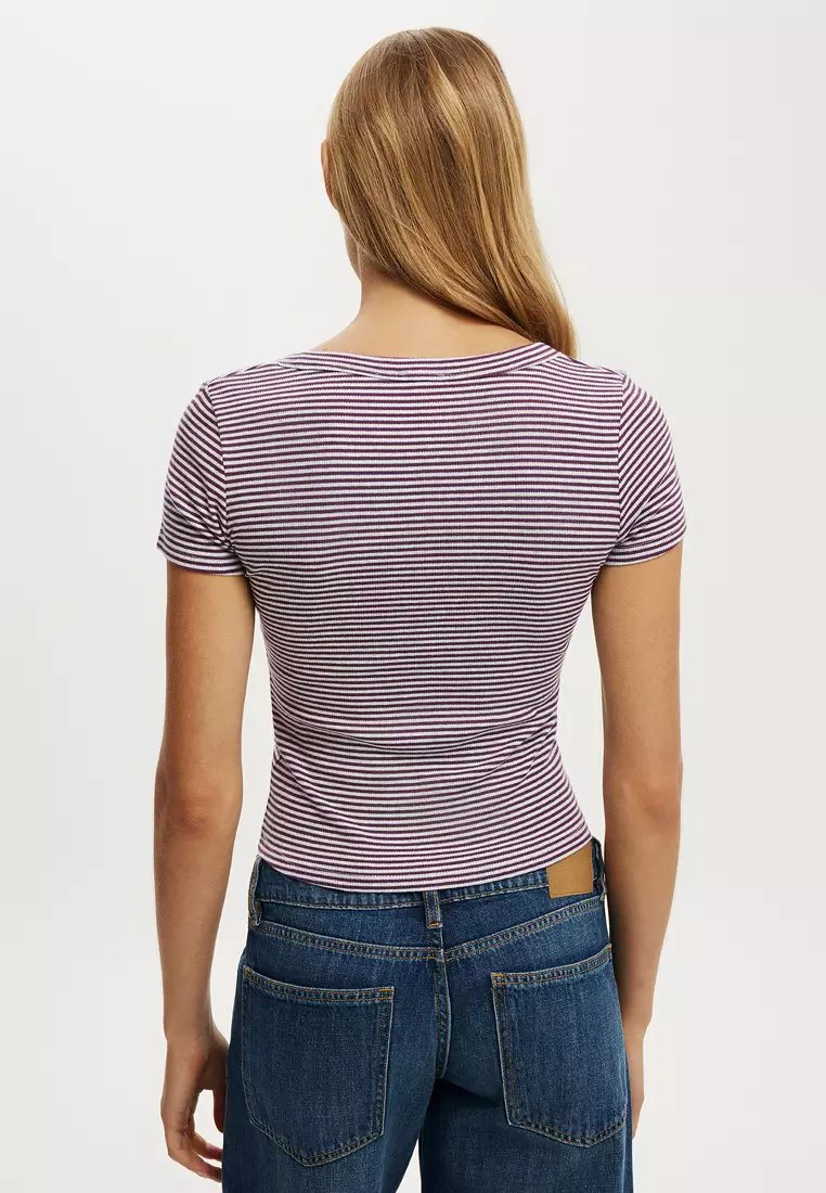Goldie Rib V-Neck Short Sleeves Top