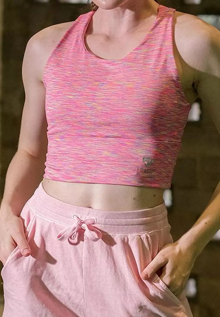 Fitwear - SportBra Croptop Olahraga Wanita VALENTINA [LONG] - PINK SPACE DYE