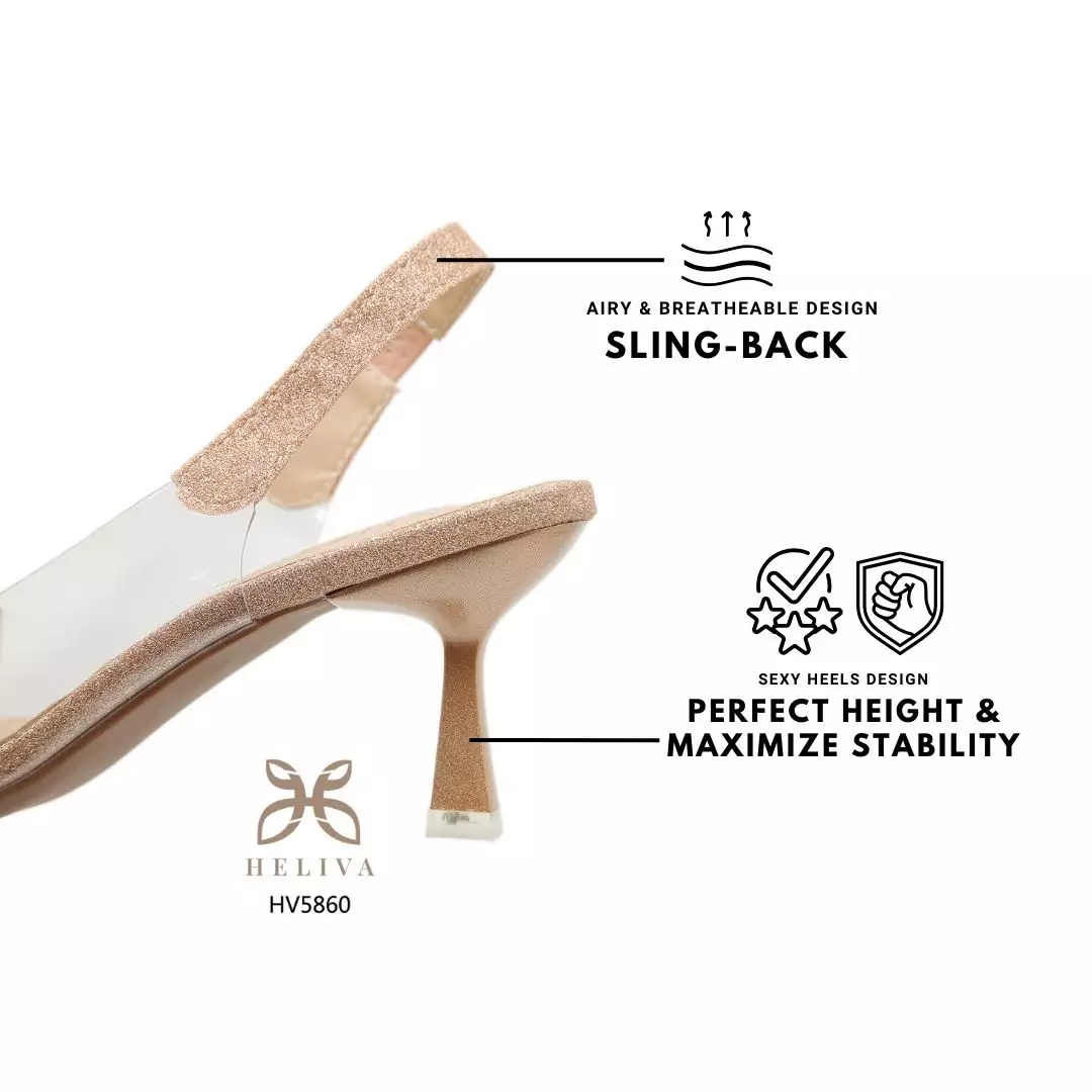 Heliva Claryn High Heels Glitter Transparant Sling Back Sol 6.5cm HV5860