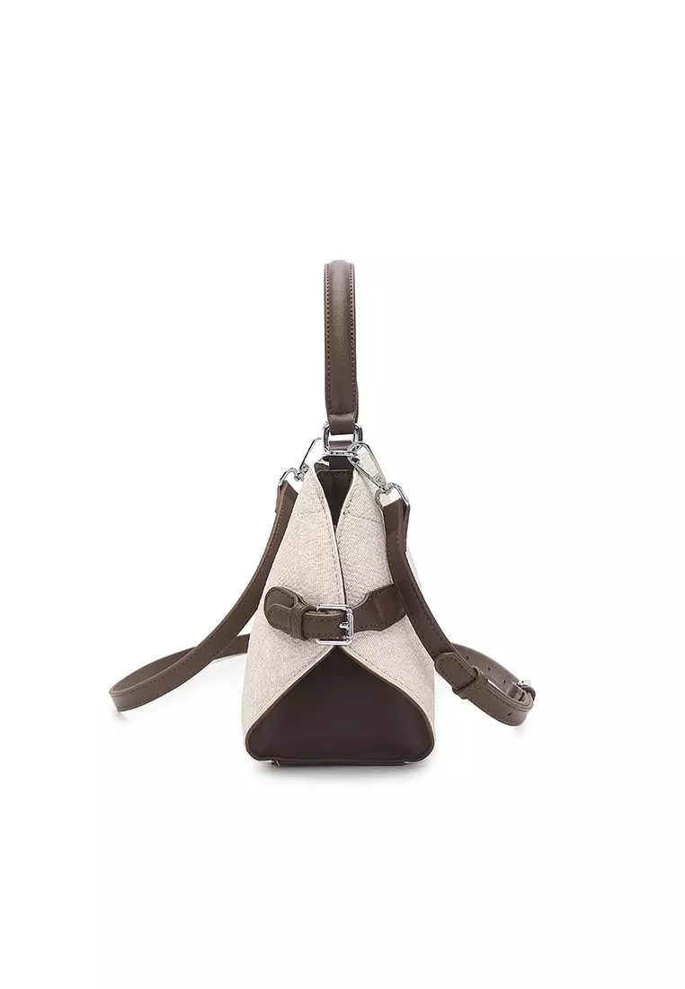 Women's Top Handle Bag / Sling Bag / Crossbody Bag / Shoulder Bag (手拿袋 / 斜孭袋 / 單肩包) - 米黃色 / 棕色