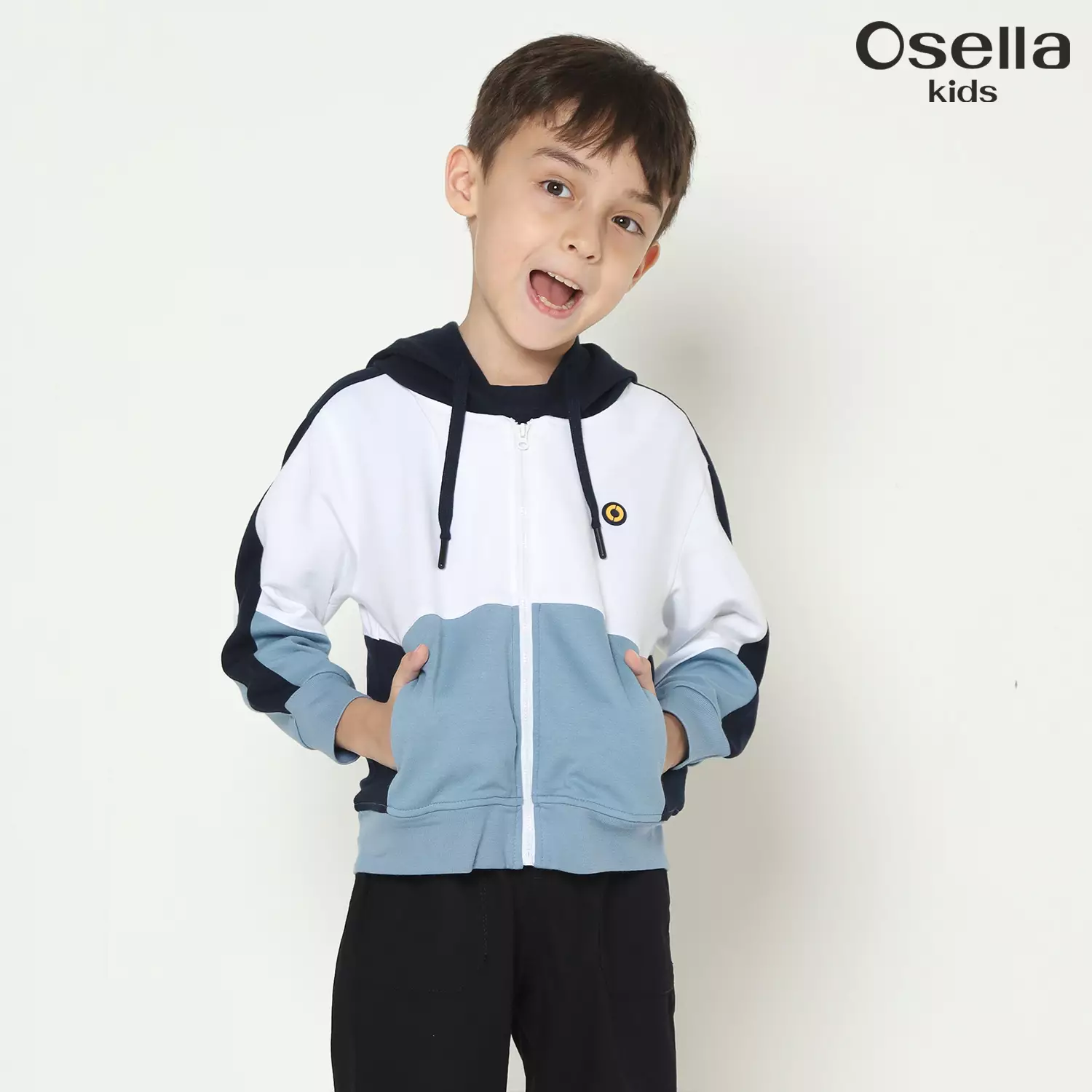 Osella Multicolor Hoodie Jacket in Aqua Blue 2261500536 | Jaket Anak Laki Laki