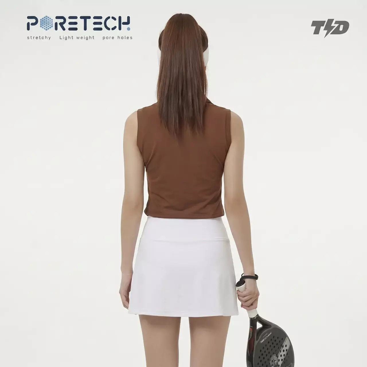 TDACTIVE Polo Padel Wanita PORETECH drifit berpori COKLAT SUSU LSF91