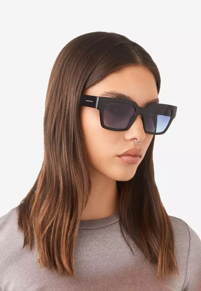 HAWKERS Black Blue Denim Eco Mate Sunglasses For Men And Women, Unisex. Official Product Designed In Spain