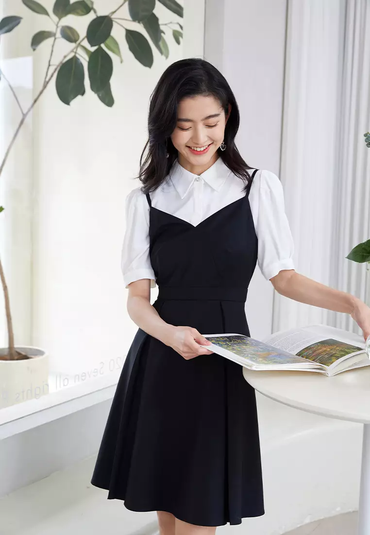 Solid Pleated Hem Cami Dress