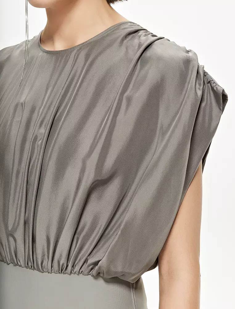 電力紡X型修身優雅無袖連衣裙