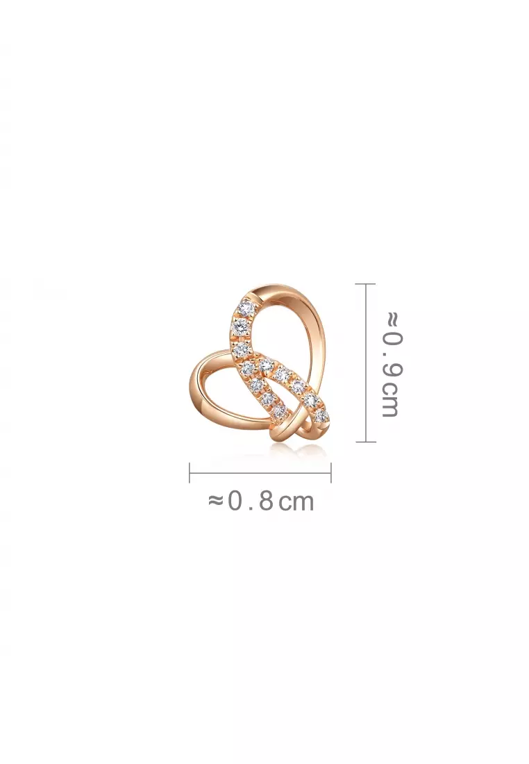 Promessa 18K Rose Gold 0.03 Carat (G-H Color, SI1-SI2 Clarity) Diamond Love Knot Single Stud Earring for Women 92553E - Right (Sold Single Not Pair)