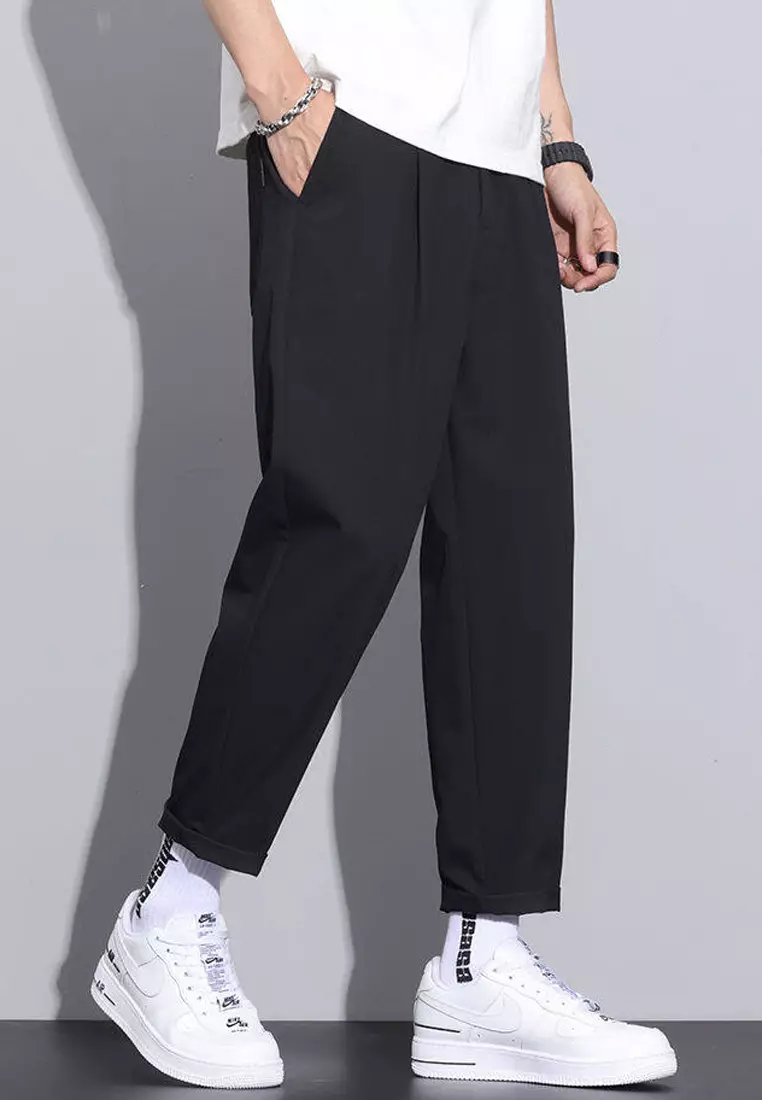 彈性腰圍修身西褲