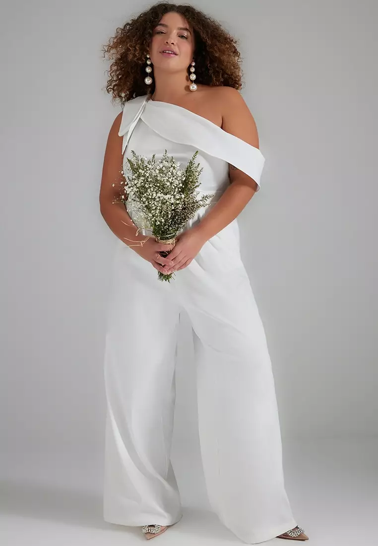Plus size white jumpsuits for wedding store