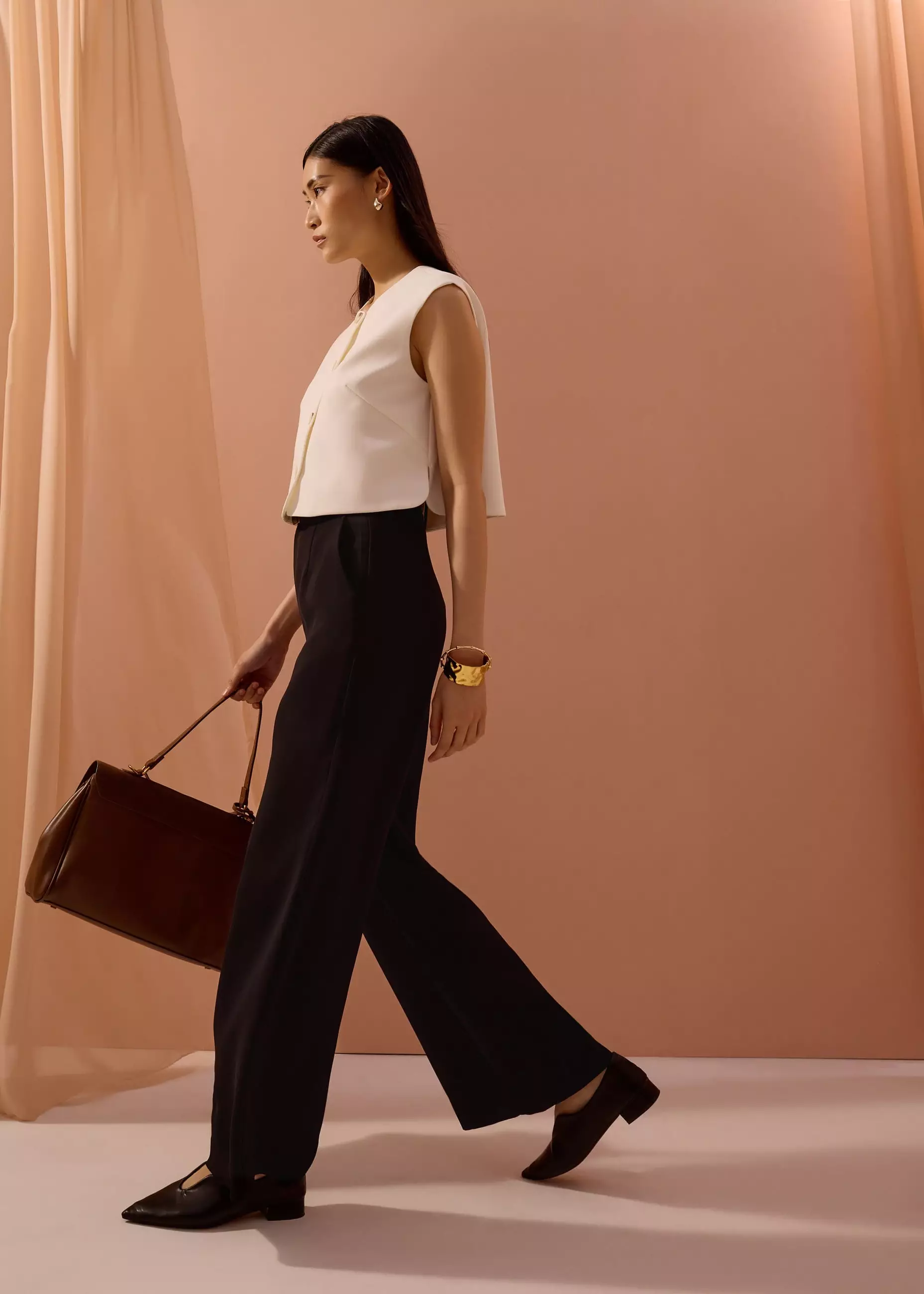 Atasan Wanita - Sammie Boxy Button Down Crop Top