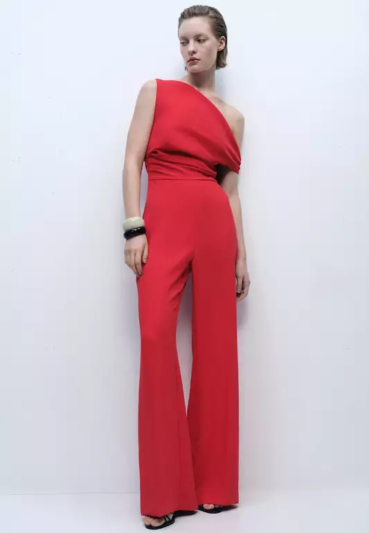 Long Asymmetrical Draped Jumpsuit