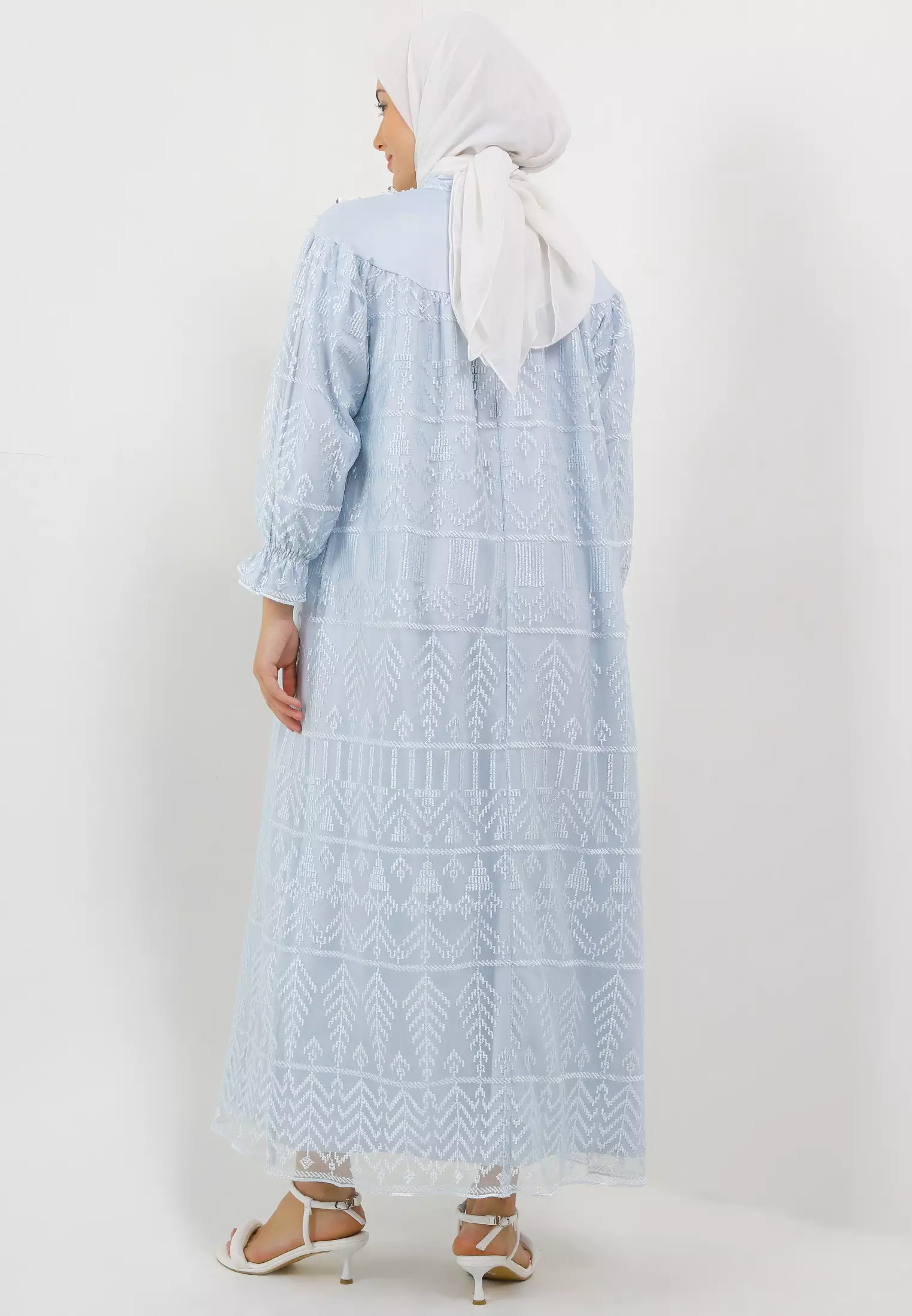 MFMW Semaya Dress Gamis Brukat Biru With Payet