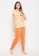 Clovia orange Clovia Giraffe Emoji Print Top & Solid Jogger Set in Peach Colour - 100% Cotton E3F33AAFA102E7GS_2