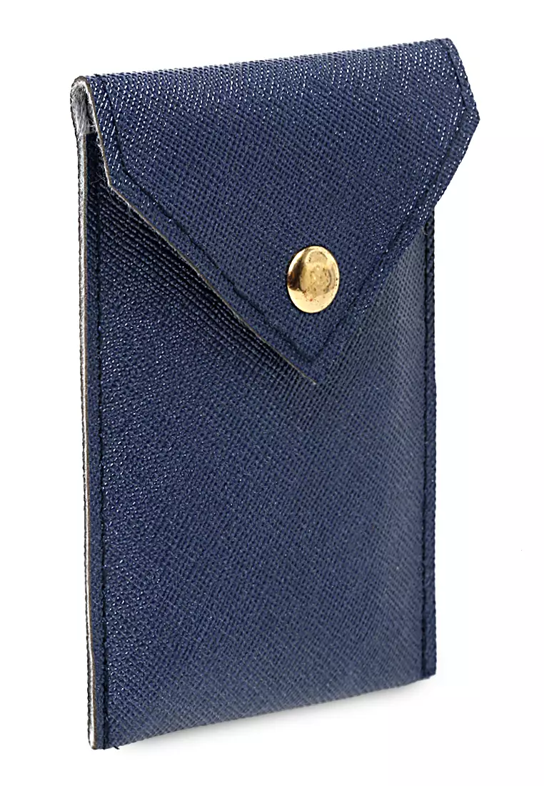 Manley Card Wallet Motif Polos Pengait Kancing Design Simple - Navy