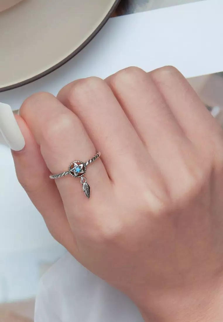 Solid Silver Pentagram Charm Ring