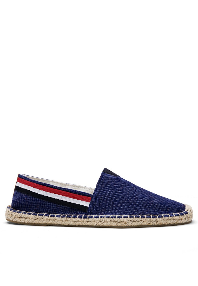 Contrast Stitched Stripes Linen Espadrilles QZ170