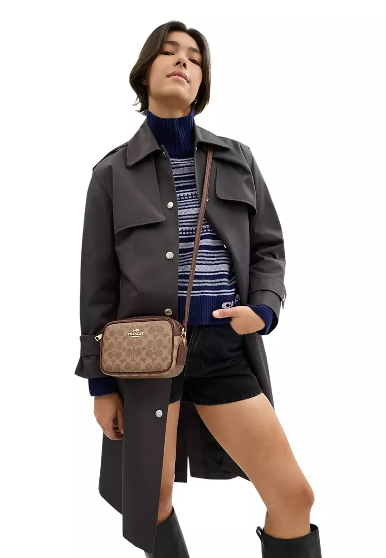 Mini Jamie Camera Bag In Signature Canvas - Tan/Brown