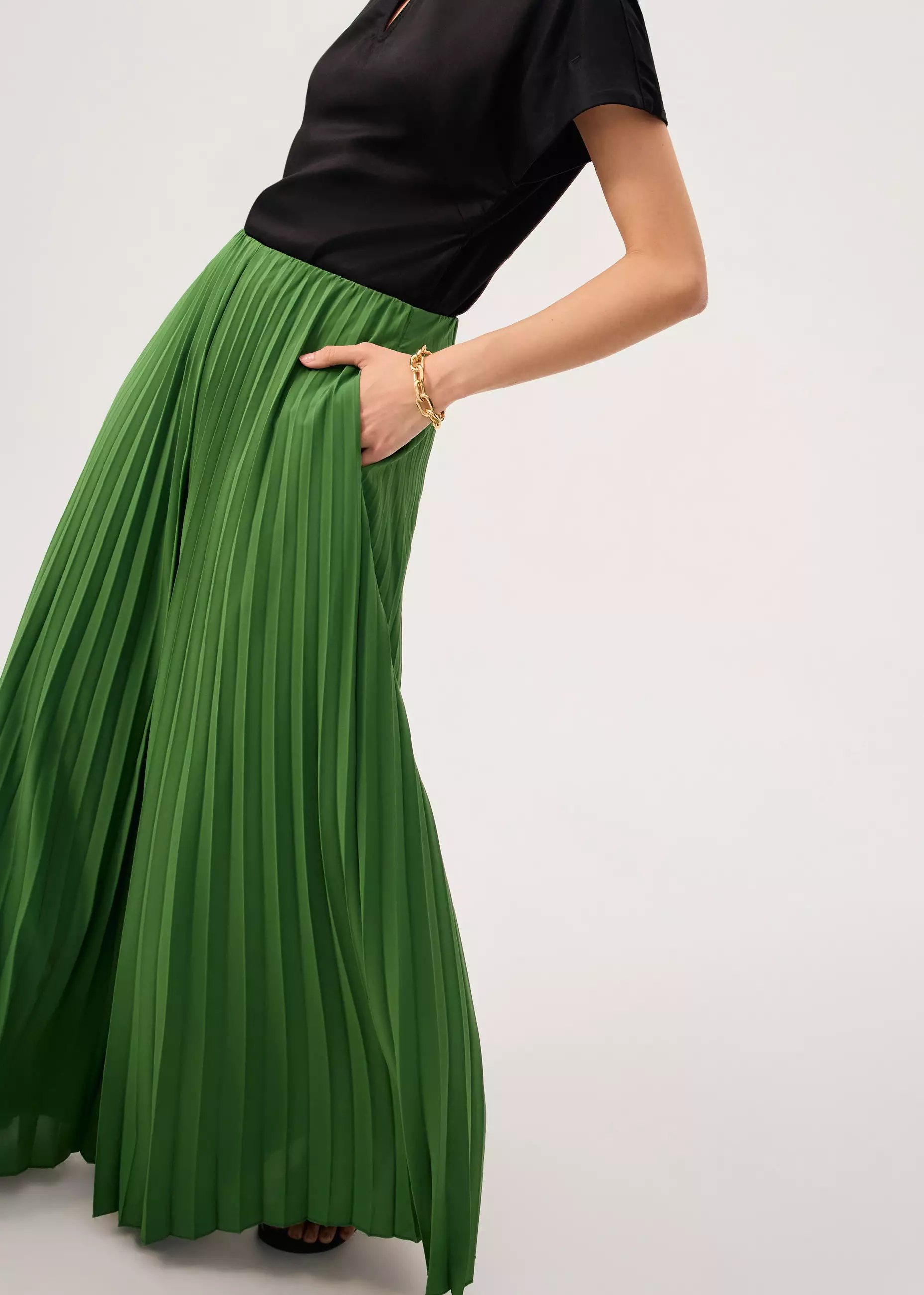 Celana Panjang Wanita - PETITE Leggy™ Wei Elastic Sunray Pleated Palazzo Pants