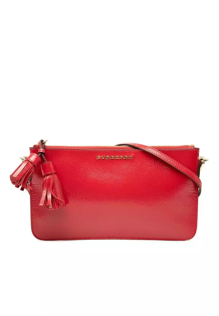 Pre-Loved Burberry Patent Tassel Crossbody