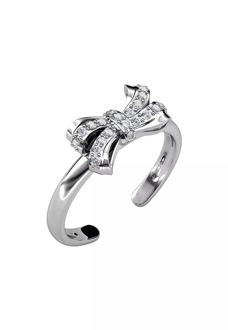Classic Ribbon Ring WG - Cincin Crystal Swarovski by Her Jewellery
