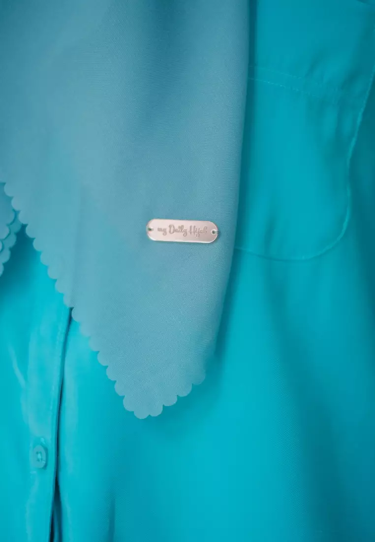 Hijab Segi 4 Bella Basic Lasercut Soft Denim