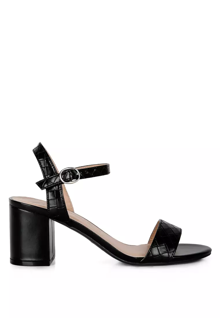Discount on London Rag  shoes - SKU: Black Block Heeled Slip On Sandals