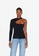 Sisley black Single-shoulder cut-out t-shirt 25C37AA5A4FB68GS_1