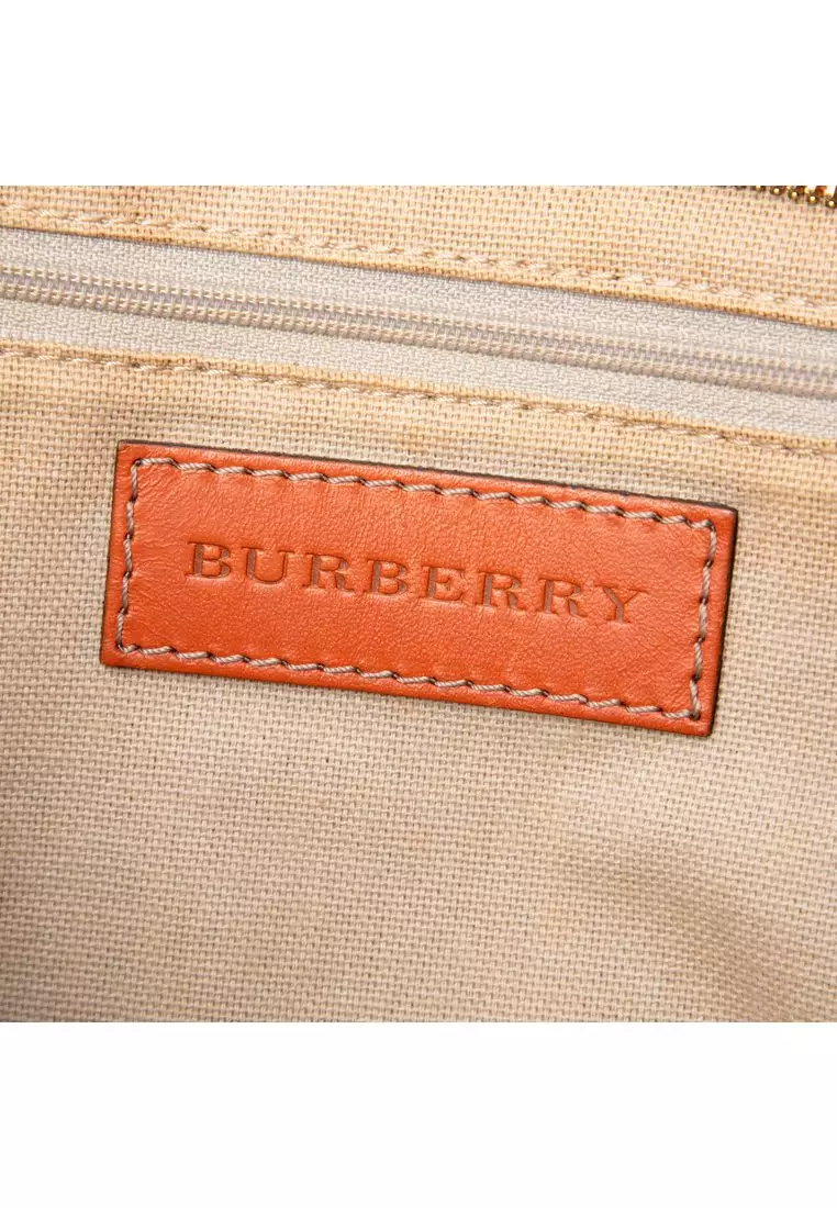 Pre-Loved Burberry Small Haymarket Check Coated Canvas Honeywood Tote