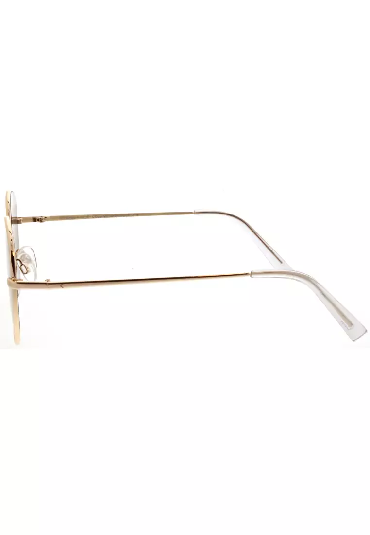 Kendall + Kylie Shiny Light Gold Modified Round Metal Collins Sunglasses