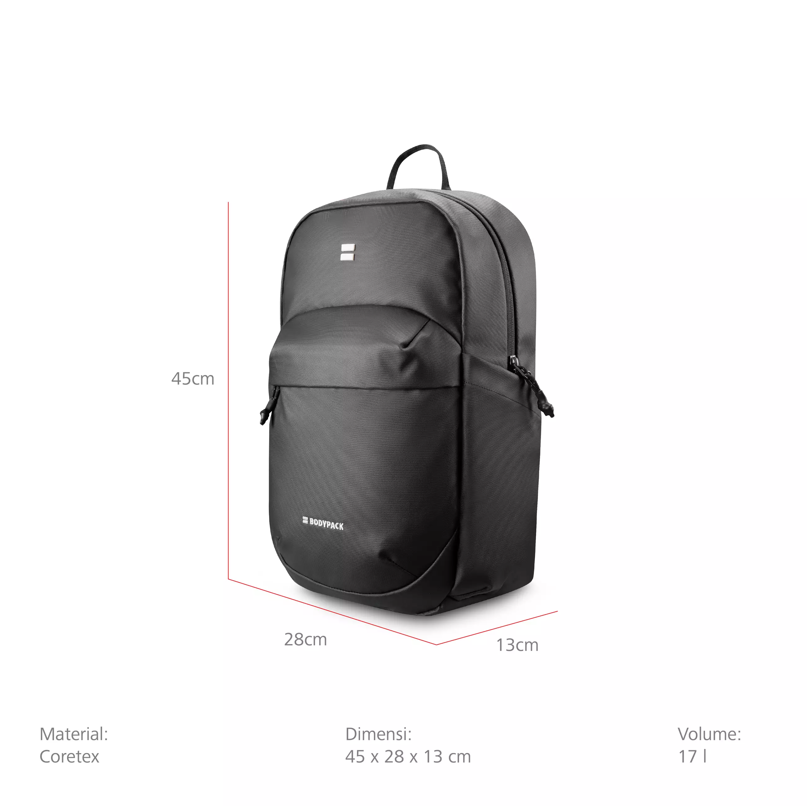 Composition Laptop Backpack 15 Inch Tas Ransel Kerja Kuliah Sekolah Durable Tahan Air 17 L - Hitam