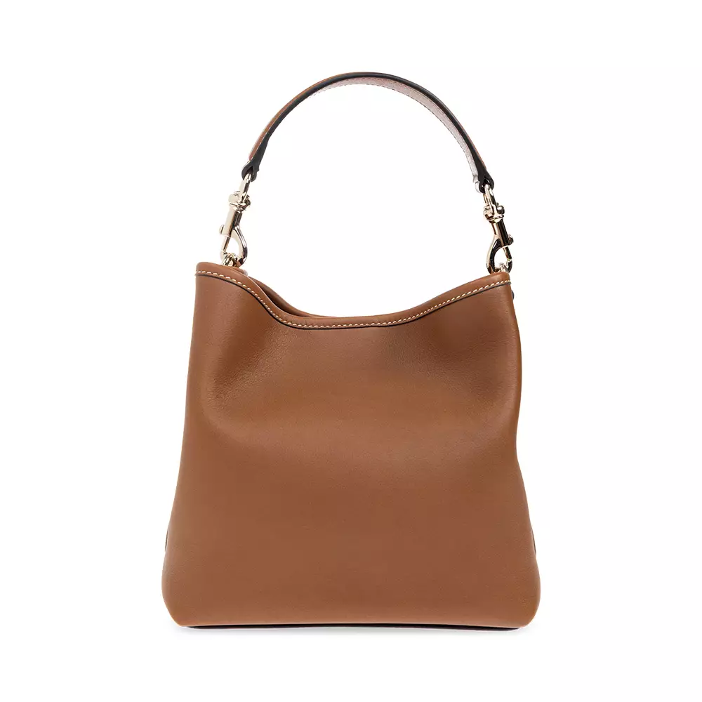 GG Emblem Small Smooth Leather Bucket Bag Brown