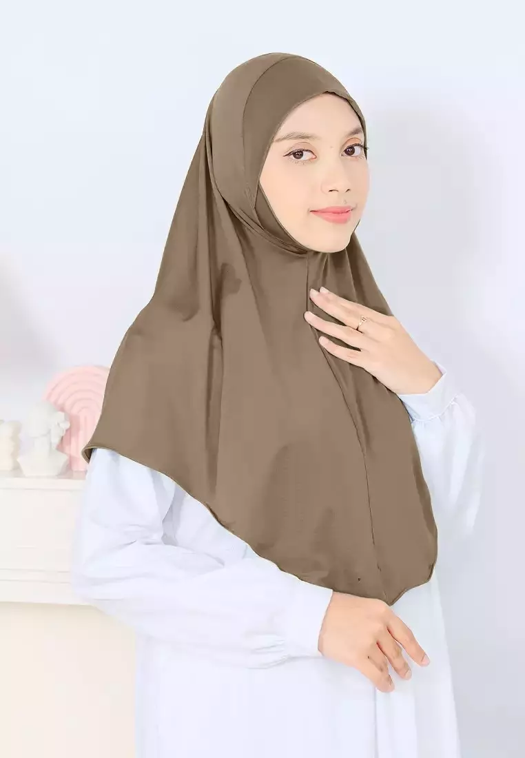 Cotton Bee - Kalea Bergo | Hijab Instan Malay | Jilbab Soft Pad Dagu - Olive Tint