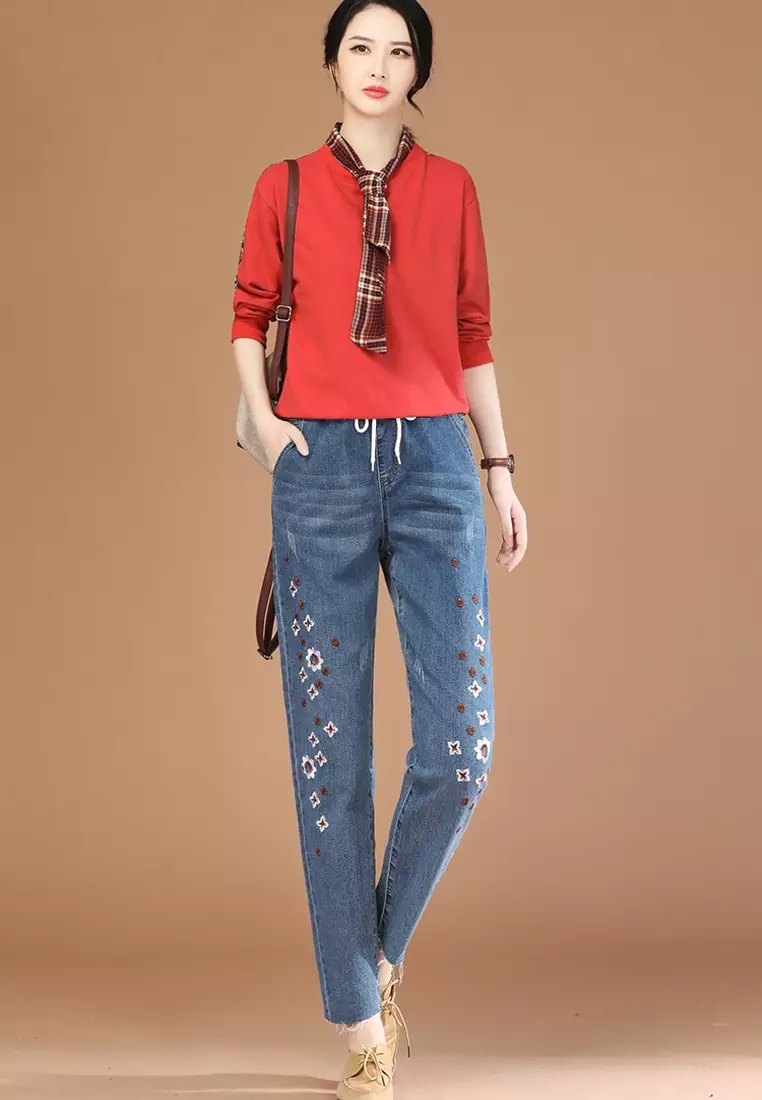 Buy A IN GIRLS Elastic Waist Jeans 2024 Online ZALORA Singapore