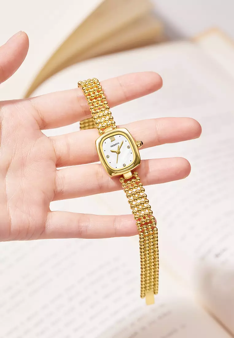 Jam Tangan Wanita Korea Elegan Jam Gelang Wanita Anti Air Tali Gelang Jam Tangan Cewek Original gold white