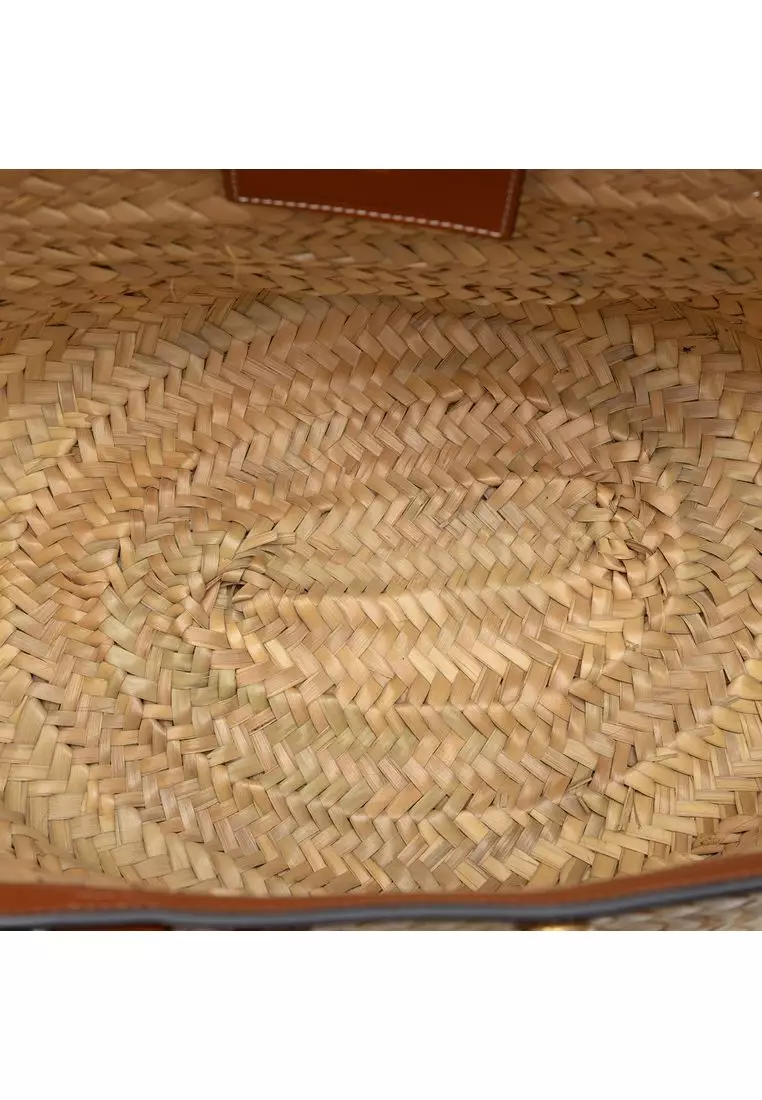 Pre-Loved Celine Large Raffia Classic Studded Panier Tote