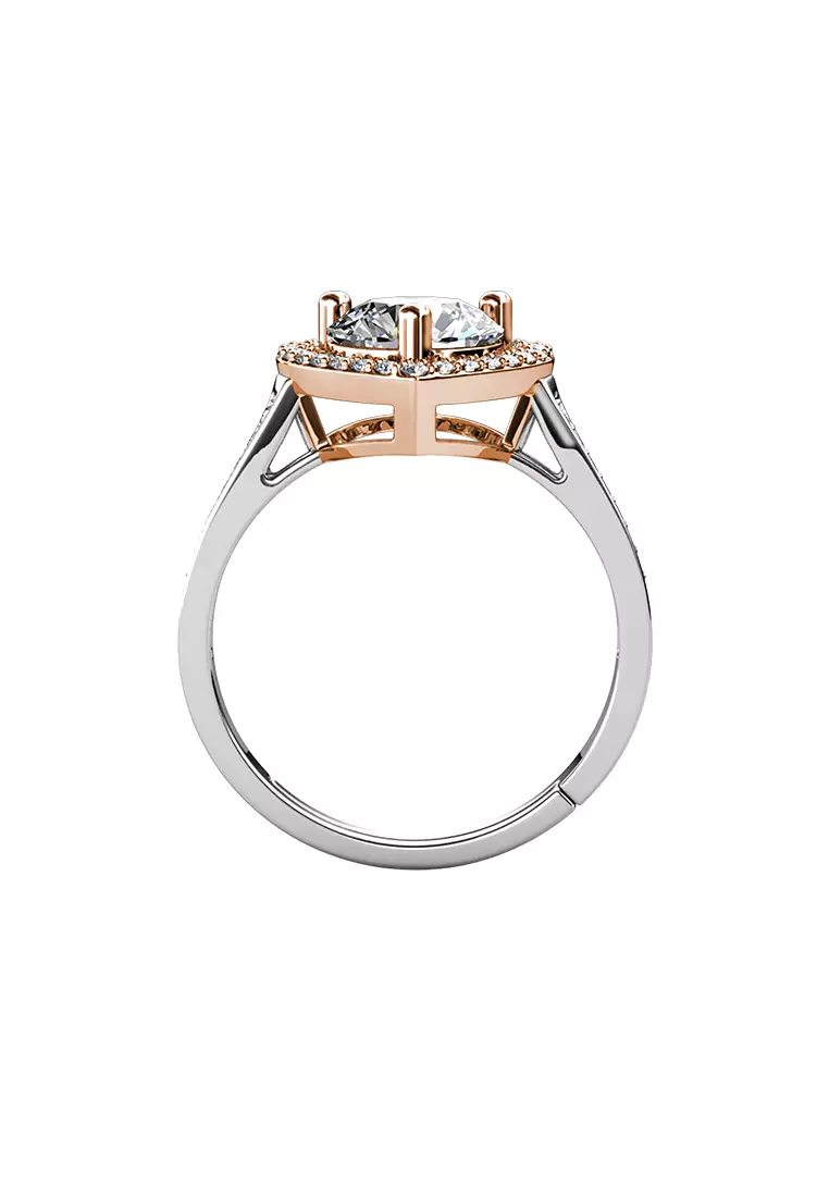 Berlian Moissanite Mon Amour Ring Dual Tone [GRA CERTIFICATE MOISSANITE DIAMOND] - Cincin 1carat Moissanite Diamond 925 Silver Celesta by Her Jewellery