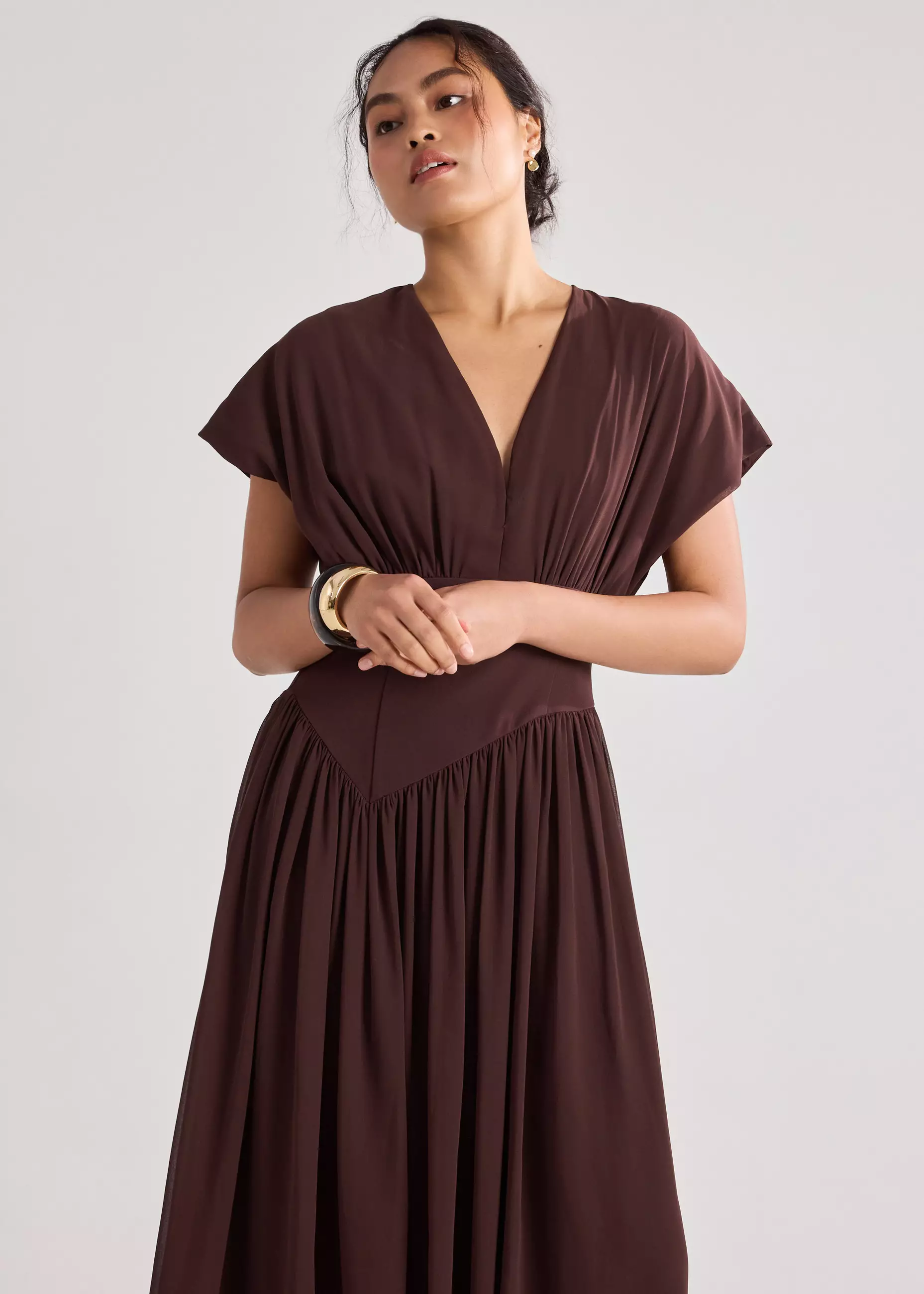 love bonito brown dress Jual Love, Wanita - Chiffon Pleated Dress Original 2026 SN:D-2192-H