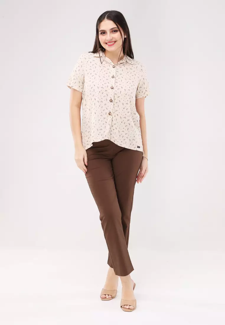 Woven Printed Rayon Short Sleeves Blouse