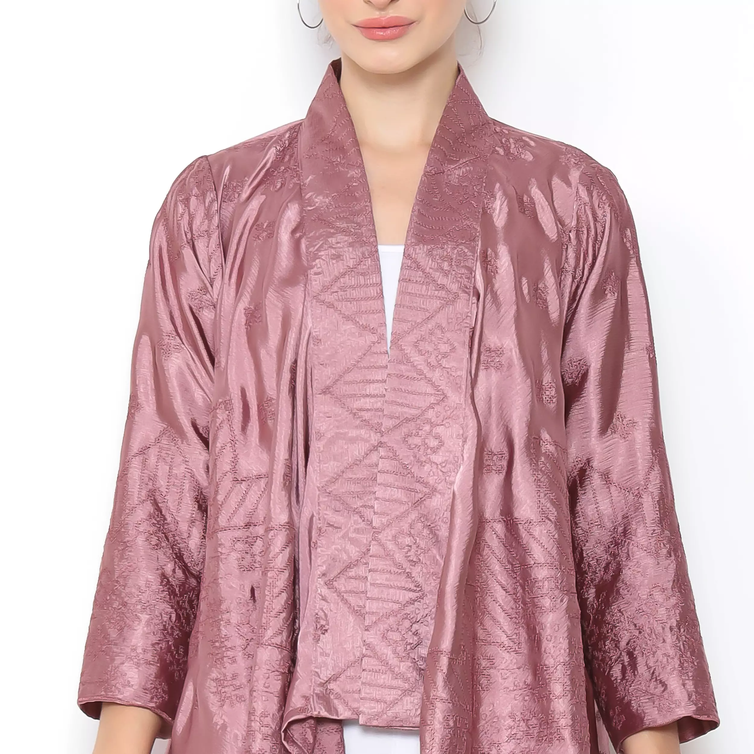 Rinjanie Batik X Senorita - Bolero Asimetris Lavender - Silk Bordir - Outer Wanita - Bolero Modern