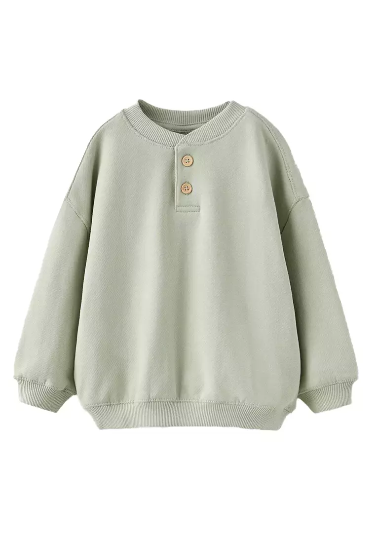 ZARA Henley Collar Sweatshirt 2025 | Buy ZARA Online