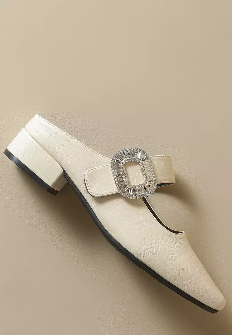 3CM Rhinestone Buckle Strap Mules WW958-5