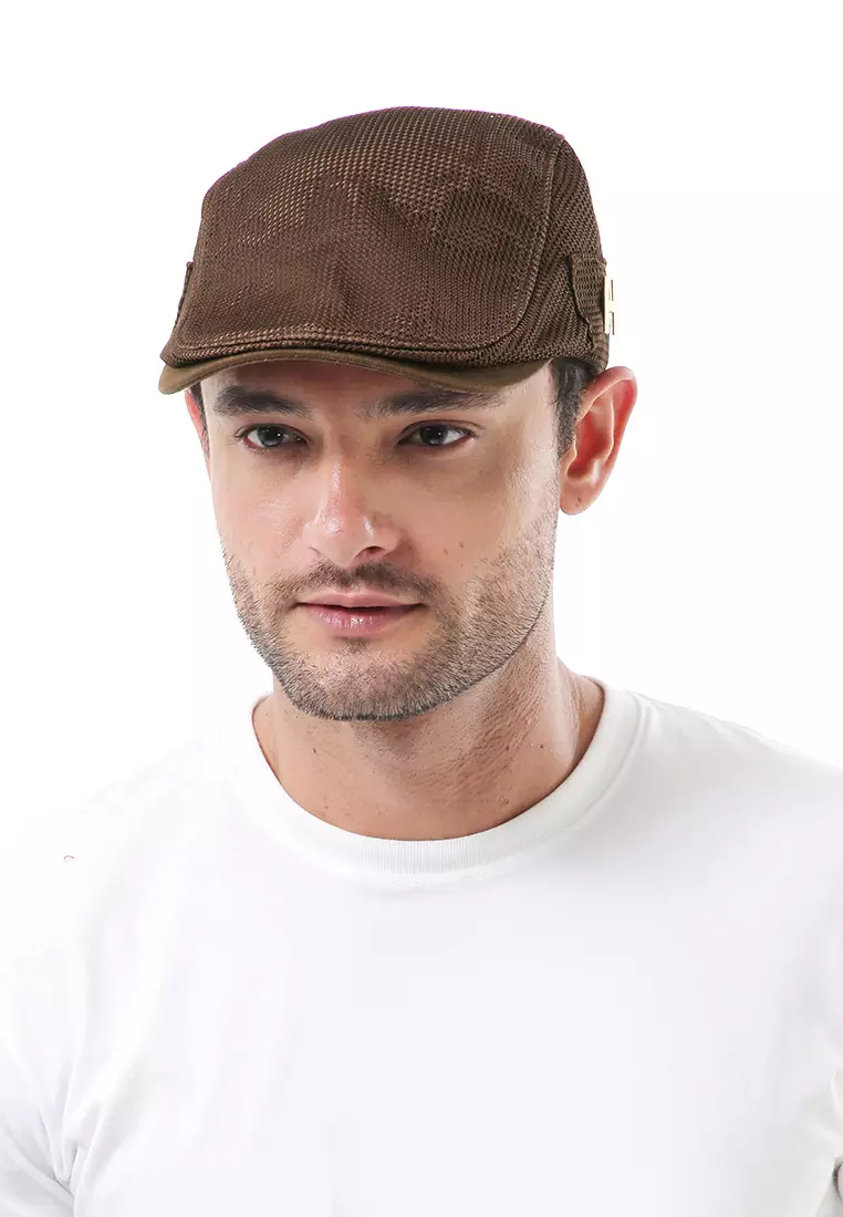 Kai Aksesoris Fashion Topi Pria Wanita Flat Hat Adjustable Strap Material Cotton ORIGINAL - Brown