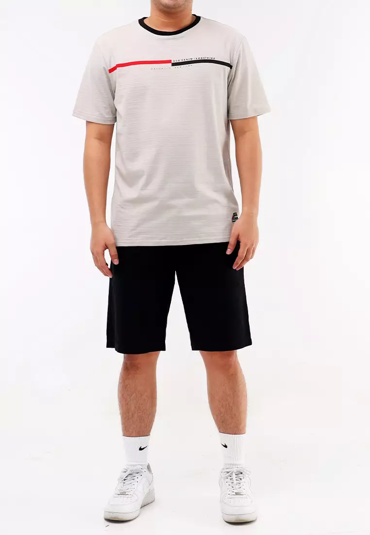 Round Neck Streaky Short Sleeves