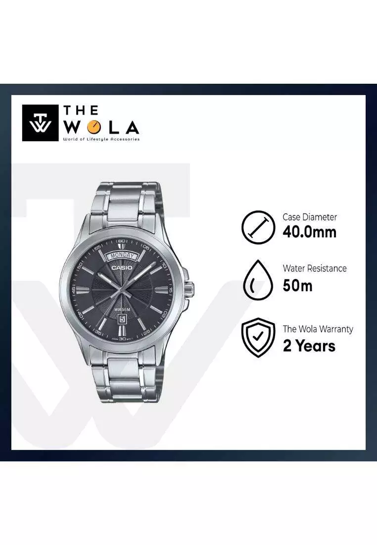 MTP-1381D-8A Men Analog Watch with Silver Stainless Steel Band