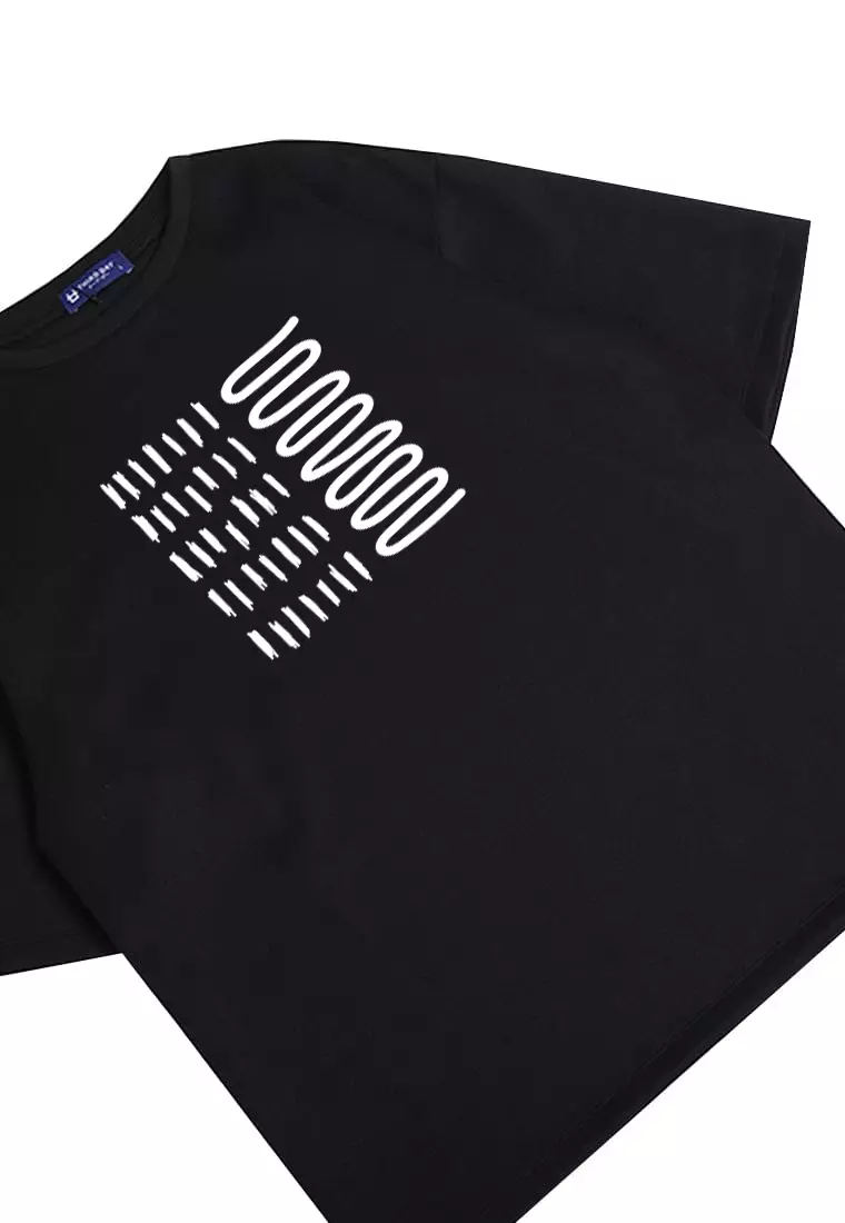 MTN99 kaos oversize abstrak aesthetic kece pria scuba bahan tebal THIRD DAY crew neck hitam